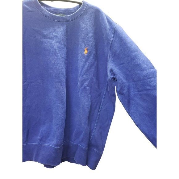 Polo By Ralph Lauren Crewneck Sweatshirt Large, Blue w Orange Pony, Cotton Blend - Picture 2 of 7